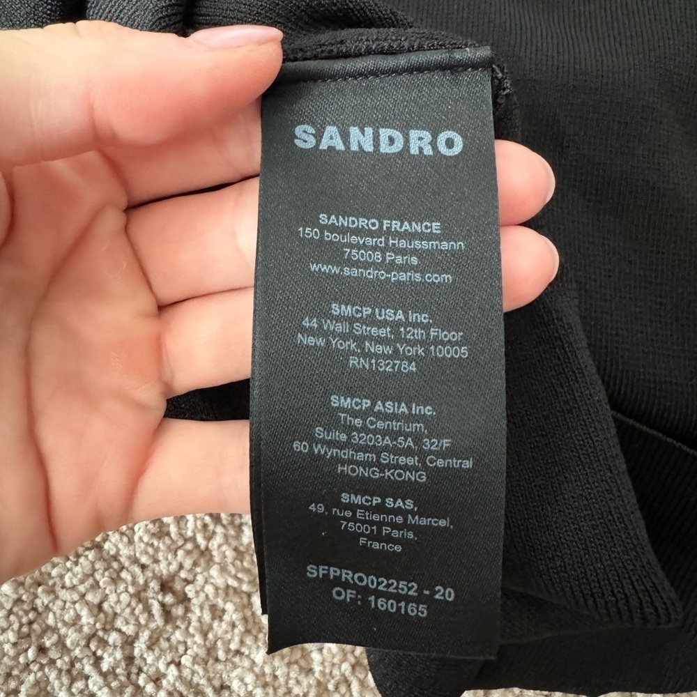 Sandro- Black High Cut Thin Strap Mini Dress - Picture 5 of 6
